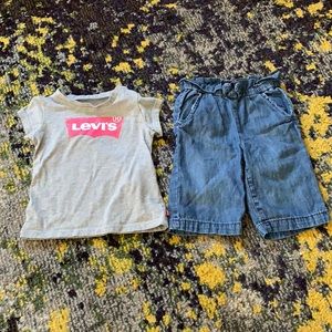 Levi’s tee & Gap Denim wide leg culotte jeans